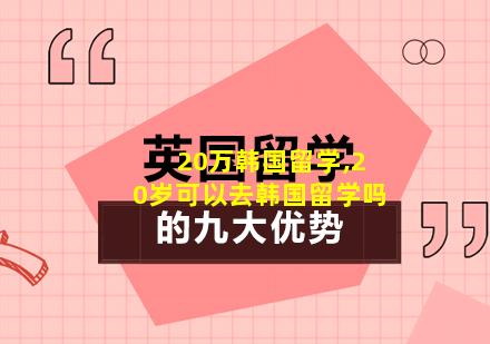 20万韩国留学,20岁可以去韩国留学吗