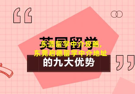 东莞留学中介攻略,东莞启德留学中介地址