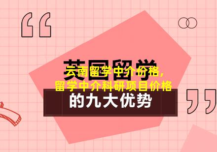 云南留学中介价格,留学中介科研项目价格