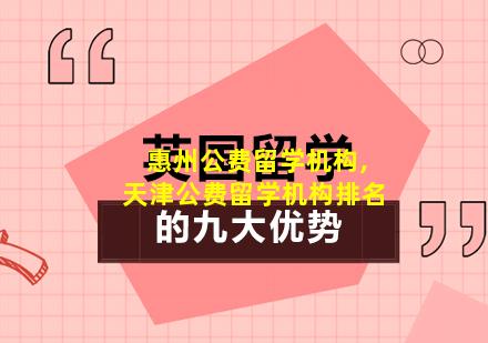 惠州公费留学机构,天津公费留学机构排名