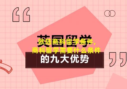 欧陆商科留学条件,商科留学需要什么条件