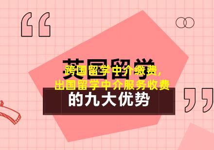 跨国留学中介缴费,出国留学中介服务收费